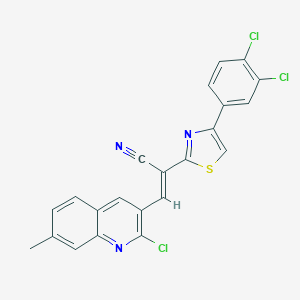 molecular formula C22H12Cl3N3S B378301 3-(2-Chloro-7-methyl-3-quinolinyl)-2-[4-(3,4-dichlorophenyl)-1,3-thiazol-2-yl]acrylonitrile 