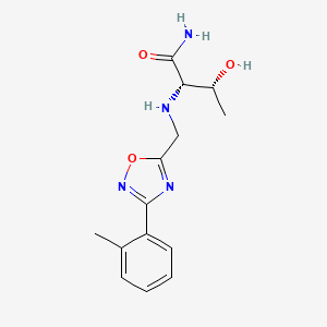 molecular formula C14H18N4O3 B3783031 (2S,3R)-3-hydroxy-2-({[3-(2-methylphenyl)-1,2,4-oxadiazol-5-yl]methyl}amino)butanamide 