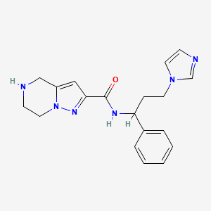 molecular formula C19H22N6O B3783035 N-[3-(1H-imidazol-1-yl)-1-phenylpropyl]-4,5,6,7-tetrahydropyrazolo[1,5-a]pyrazine-2-carboxamide dihydrochloride 