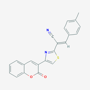 molecular formula C22H14N2O2S B378304 3-(4-methylphenyl)-2-[4-(2-oxo-2H-chromen-3-yl)-1,3-thiazol-2-yl]acrylonitrile CAS No. 326915-14-4