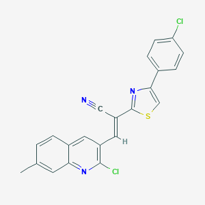 molecular formula C22H13Cl2N3S B378311 3-(2-Chloro-7-methyl-3-quinolinyl)-2-[4-(4-chlorophenyl)-1,3-thiazol-2-yl]acrylonitrile 