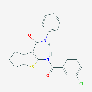 molecular formula C21H17ClN2O2S B378312 2-[(3-chlorobenzoyl)amino]-N-phenyl-5,6-dihydro-4H-cyclopenta[b]thiophene-3-carboxamide 