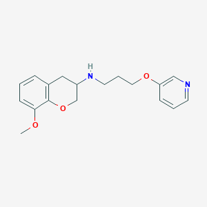 molecular formula C18H22N2O3 B3783142 (8-methoxy-3,4-dihydro-2H-chromen-3-yl)[3-(3-pyridinyloxy)propyl]amine 