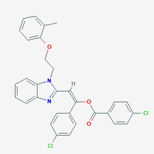 1-(4-chlorophenyl)-2-{1-[2-(2-methylphenoxy)ethyl]-1H-benzimidazol-2-yl}vinyl 4-chlorobenzoate