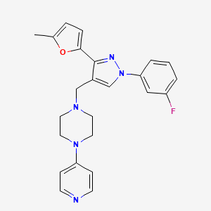 molecular formula C24H24FN5O B3783166 1-{[1-(3-fluorophenyl)-3-(5-methyl-2-furyl)-1H-pyrazol-4-yl]methyl}-4-(4-pyridinyl)piperazine 