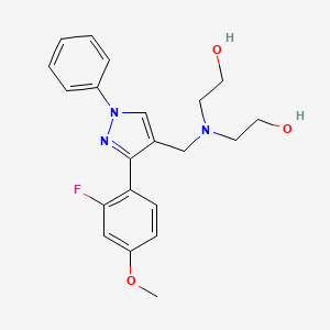 molecular formula C21H24FN3O3 B3783172 2,2'-({[3-(2-fluoro-4-methoxyphenyl)-1-phenyl-1H-pyrazol-4-yl]methyl}imino)diethanol 