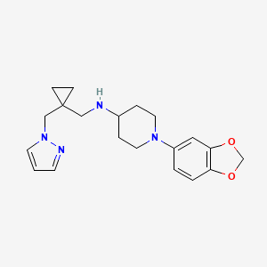 molecular formula C20H26N4O2 B3783212 1-(1,3-benzodioxol-5-yl)-N-{[1-(1H-pyrazol-1-ylmethyl)cyclopropyl]methyl}piperidin-4-amine 