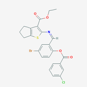 ethyl 2-({5-bromo-2-[(3-chlorobenzoyl)oxy]benzylidene}amino)-5,6-dihydro-4H-cyclopenta[b]thiophene-3-carboxylate