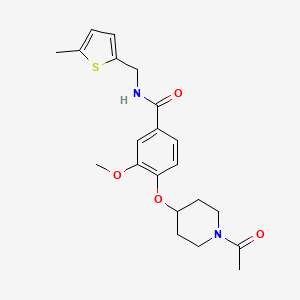 molecular formula C21H26N2O4S B3783332 4-[(1-acetyl-4-piperidinyl)oxy]-3-methoxy-N-[(5-methyl-2-thienyl)methyl]benzamide 