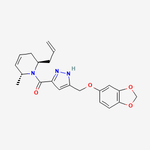 molecular formula C21H23N3O4 B3783334 [5-(1,3-benzodioxol-5-yloxymethyl)-1H-pyrazol-3-yl]-[(2R,6R)-6-methyl-2-prop-2-enyl-3,6-dihydro-2H-pyridin-1-yl]methanone 