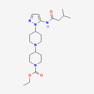 molecular formula C21H35N5O3 B3783385 ethyl 4-{5-[(3-methylbutanoyl)amino]-1H-pyrazol-1-yl}-1,4'-bipiperidine-1'-carboxylate 