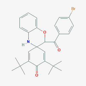molecular formula C28H30BrNO3 B378342 (4-bromophenyl)(2',6'-ditert-butyl-3,4-dihydro-1'-oxo-spiro(2H-[1,4]benzoxazine-3,4-[2,5]cyclohexadiene)-2-yl)methanone 
