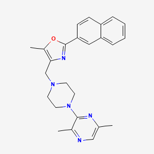 molecular formula C25H27N5O B3783429 4-[[4-(3,6-Dimethylpyrazin-2-yl)piperazin-1-yl]methyl]-5-methyl-2-naphthalen-2-yl-1,3-oxazole 