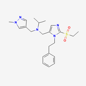 molecular formula C22H31N5O2S B3783467 N-[[2-ethylsulfonyl-3-(2-phenylethyl)imidazol-4-yl]methyl]-N-[(1-methylpyrazol-4-yl)methyl]propan-2-amine 