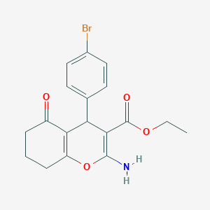 molecular formula C18H18BrNO4 B378349 ethyl 2-amino-4-(4-bromophenyl)-5-oxo-5,6,7,8-tetrahydro-4H-chromene-3-carboxylate 