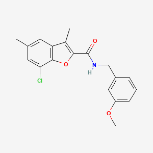 molecular formula C19H18ClNO3 B3783491 7-chloro-N-(3-methoxybenzyl)-3,5-dimethyl-1-benzofuran-2-carboxamide 