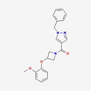 molecular formula C21H21N3O3 B3783527 1-benzyl-4-{[3-(2-methoxyphenoxy)azetidin-1-yl]carbonyl}-1H-pyrazole 