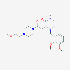 molecular formula C22H34N4O5 B3783567 4-(2,3-dimethoxybenzyl)-3-{2-[4-(2-methoxyethyl)-1-piperazinyl]-2-oxoethyl}-2-piperazinone 