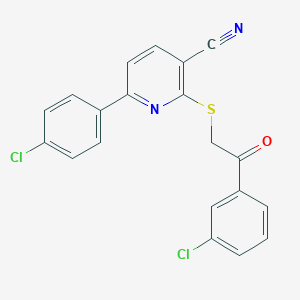 6-(4-Chlorophenyl)-2-{[2-(3-chlorophenyl)-2-oxoethyl]sulfanyl}nicotinonitrile