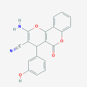 molecular formula C19H12N2O4 B378360 2-amino-4-(3-hydroxyphenyl)-5-oxo-4H,5H-pyrano[3,2-c]chromene-3-carbonitrile 