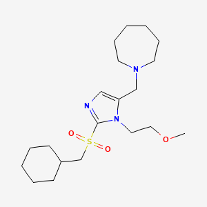 molecular formula C20H35N3O3S B3783601 1-[[2-(Cyclohexylmethylsulfonyl)-3-(2-methoxyethyl)imidazol-4-yl]methyl]azepane 