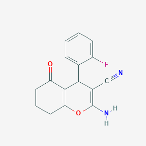 molecular formula C16H13FN2O2 B378361 2-Amino-4-(2-fluorophenyl)-5-oxo-5,6,7,8-tetrahydro-4H-chromene-3-carbonitrile CAS No. 331950-31-3