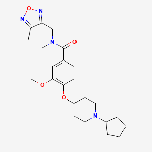 molecular formula C23H32N4O4 B3783622 4-[(1-cyclopentyl-4-piperidinyl)oxy]-3-methoxy-N-methyl-N-[(4-methyl-1,2,5-oxadiazol-3-yl)methyl]benzamide 