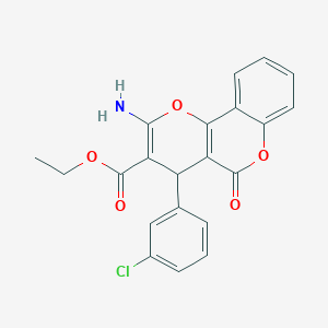 molecular formula C21H16ClNO5 B378363 ethyl 2-amino-4-(3-chlorophenyl)-5-oxo-4H,5H-pyrano[3,2-c]chromene-3-carboxylate 