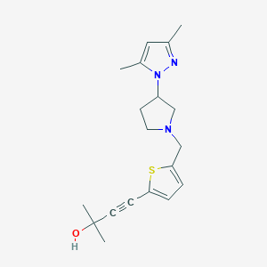 molecular formula C19H25N3OS B3783736 4-(5-{[3-(3,5-dimethyl-1H-pyrazol-1-yl)pyrrolidin-1-yl]methyl}-2-thienyl)-2-methylbut-3-yn-2-ol 