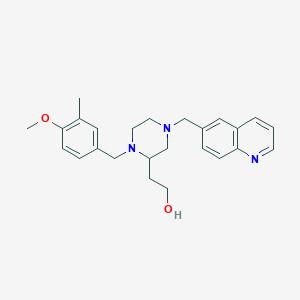 molecular formula C25H31N3O2 B3783751 2-[1-(4-methoxy-3-methylbenzyl)-4-(6-quinolinylmethyl)-2-piperazinyl]ethanol 