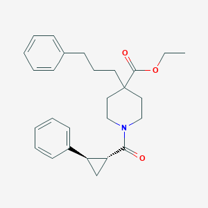 molecular formula C27H33NO3 B3783795 ethyl 1-{[(1R*,2R*)-2-phenylcyclopropyl]carbonyl}-4-(3-phenylpropyl)-4-piperidinecarboxylate 