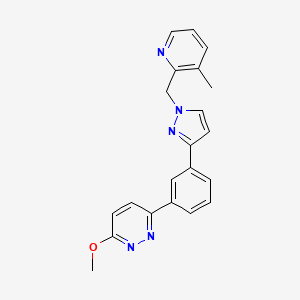 molecular formula C21H19N5O B3783803 3-Methoxy-6-[3-[1-[(3-methylpyridin-2-yl)methyl]pyrazol-3-yl]phenyl]pyridazine 