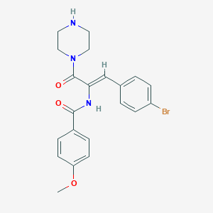 molecular formula C21H22BrN3O3 B378382 N-[2-(4-bromophenyl)-1-(1-piperazinylcarbonyl)vinyl]-4-methoxybenzamide 