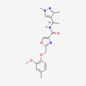 molecular formula C20H24N4O4 B3783837 N-[1-(1,3-dimethyl-1H-pyrazol-4-yl)ethyl]-2-[(2-methoxy-4-methylphenoxy)methyl]-1,3-oxazole-4-carboxamide 