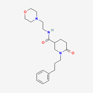 molecular formula C21H31N3O3 B3783853 N-[2-(4-morpholinyl)ethyl]-6-oxo-1-(3-phenylpropyl)-3-piperidinecarboxamide 