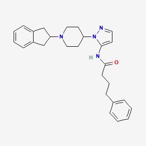 molecular formula C27H32N4O B3783883 N-{1-[1-(2,3-dihydro-1H-inden-2-yl)-4-piperidinyl]-1H-pyrazol-5-yl}-4-phenylbutanamide 