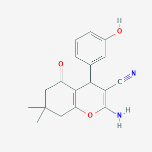 2-amino-4-(3-hydroxyphenyl)-7,7-dimethyl-5-oxo-5,6,7,8-tetrahydro-4H-chromene-3-carbonitrile