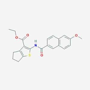 molecular formula C22H21NO4S B378394 ethyl 2-[(6-methoxy-2-naphthoyl)amino]-5,6-dihydro-4H-cyclopenta[b]thiophene-3-carboxylate 