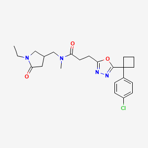 3-{5-[1-(4-chlorophenyl)cyclobutyl]-1,3,4-oxadiazol-2-yl}-N-[(1-ethyl-5-oxo-3-pyrrolidinyl)methyl]-N-methylpropanamide