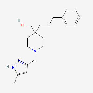 molecular formula C20H29N3O B3783972 [1-[(3-methyl-1H-pyrazol-5-yl)methyl]-4-(3-phenylpropyl)-4-piperidinyl]methanol 