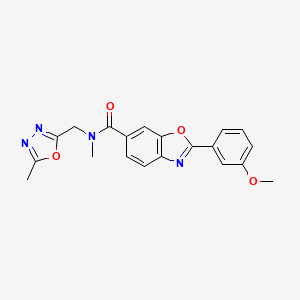 molecular formula C20H18N4O4 B3784017 2-(3-methoxyphenyl)-N-methyl-N-[(5-methyl-1,3,4-oxadiazol-2-yl)methyl]-1,3-benzoxazole-6-carboxamide 