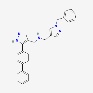 molecular formula C27H25N5 B3784019 1-(1-benzylpyrazol-4-yl)-N-[[5-(4-phenylphenyl)-1H-pyrazol-4-yl]methyl]methanamine 