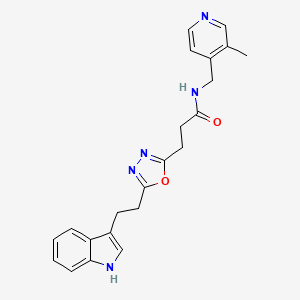 molecular formula C22H23N5O2 B3784048 3-{5-[2-(1H-indol-3-yl)ethyl]-1,3,4-oxadiazol-2-yl}-N-[(3-methyl-4-pyridinyl)methyl]propanamide 