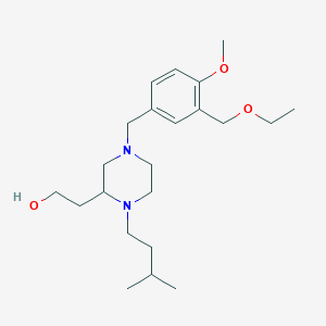 molecular formula C22H38N2O3 B3784062 2-[4-[3-(ethoxymethyl)-4-methoxybenzyl]-1-(3-methylbutyl)-2-piperazinyl]ethanol 