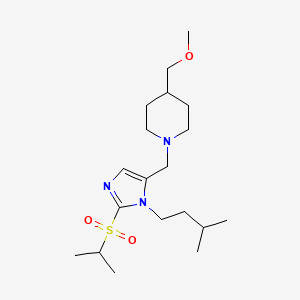 molecular formula C19H35N3O3S B3784069 4-(Methoxymethyl)-1-[[3-(3-methylbutyl)-2-propan-2-ylsulfonylimidazol-4-yl]methyl]piperidine 