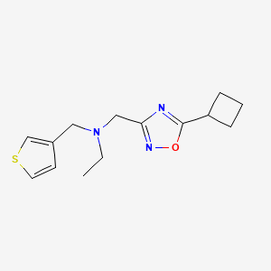 molecular formula C14H19N3OS B3784154 N-[(5-cyclobutyl-1,2,4-oxadiazol-3-yl)methyl]-N-(thiophen-3-ylmethyl)ethanamine 