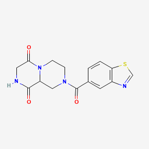 molecular formula C15H14N4O3S B3784159 8-(1,3-benzothiazol-5-ylcarbonyl)tetrahydro-2H-pyrazino[1,2-a]pyrazine-1,4(3H,6H)-dione 