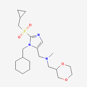 molecular formula C21H35N3O4S B3784193 ({1-(cyclohexylmethyl)-2-[(cyclopropylmethyl)sulfonyl]-1H-imidazol-5-yl}methyl)(1,4-dioxan-2-ylmethyl)methylamine 