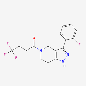 molecular formula C16H15F4N3O B3784196 4,4,4-Trifluoro-1-[3-(2-fluorophenyl)-1,4,6,7-tetrahydropyrazolo[4,3-c]pyridin-5-yl]butan-1-one 