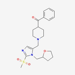 molecular formula C22H29N3O4S B3784209 (1-{[2-(methylsulfonyl)-1-(tetrahydro-2-furanylmethyl)-1H-imidazol-5-yl]methyl}-4-piperidinyl)(phenyl)methanone 